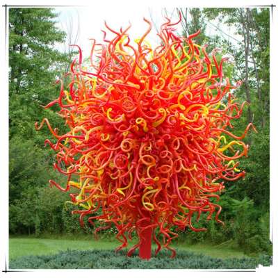 Decorative handmade blown art garden decor style glass sculpture contemporary